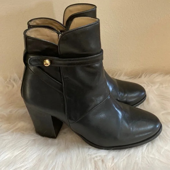 Paul & Joe Black Ankle Boots Strappy Accent Leather Booties Size 41/ US 9.5 - Picture 1 of 10
